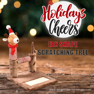 Christmas Series Elk Shape Plush Cat Scratching Tree